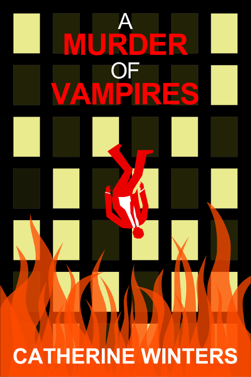 Promotional image one for A MURDER OF VAMPIRES inspired by MAD MEN falling man intro.