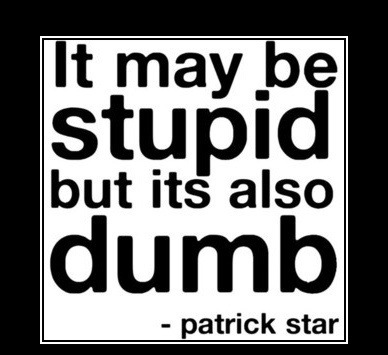 text in black on a white background that reads "It may be stupid but it's also dumb"