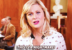 Amy Poehler saying "this is a nightmare!" 